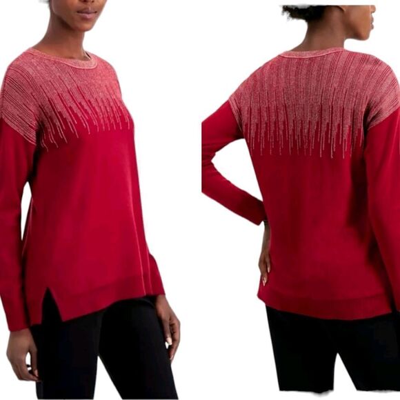 Alfani Pullover Round Neck Sweater With Gold Metallic Design Size 3X - Picture 1 of 9